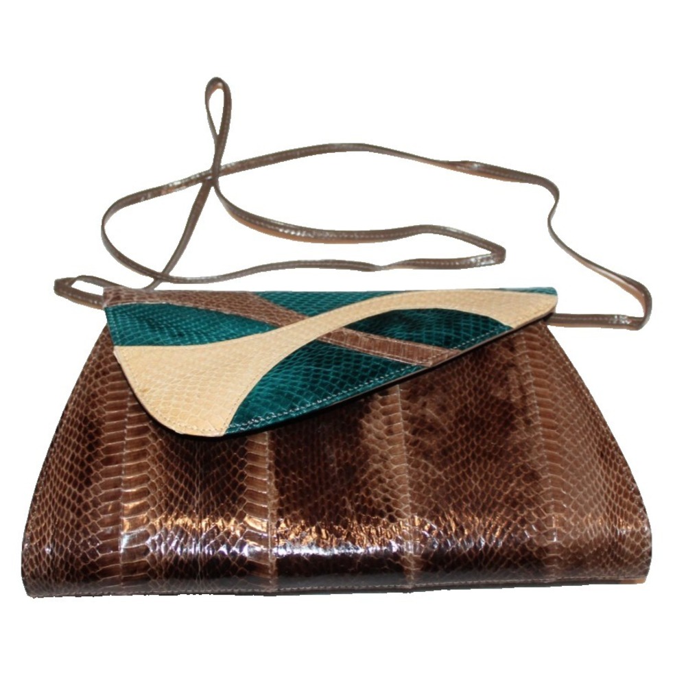 vintage J. Renee snakeskin & leather patchwork clutch handbag purse Hong Kong